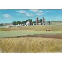 James Schmidt, Fields and Farm, Oil and pastel on paper