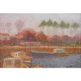 Jean Vollet, Port de Cassy (Lanton, France), Oil on canvas
