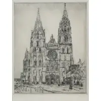 Chartres Cathedral by John Marin, Etching on paper, sold Jun 2024