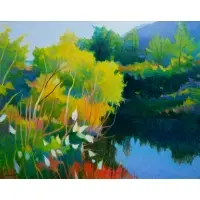 Tadashi Asoma, Yellow Leaves, Oil on canvas