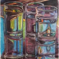 Janet Fish, Reflections in Glass, 1974, from Skowhegan Series, Pastel