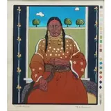 T.C. Cannon, Woman at the Window, Woodblock