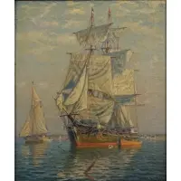James Gale Tyler, Sunday in Port, Oil on canvas
