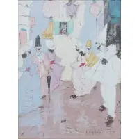Carnival Figures by Luigi Cagliani, Pastel on paper, sold Jun 2024