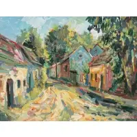 Wilhelm Kaufmann, Village Road, Oil on board
