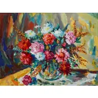 Wilhelm Kaufmann, Still-Life of Flowers, Oil on board