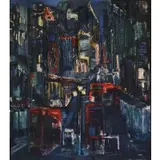 Anna Thott-Thorén, A Busy London Street, Oil on canvas
