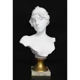 Untitled by Emmanuel Villanis, Marble bust on a marble pedestal, sold Jun 2024