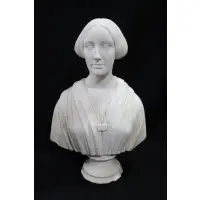 Joseph Mozier, J. Mozier, Sc: / Rome 1851, Marble Bust Large marble bust of a woman signed on the back