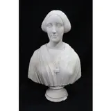 Joseph Mozier, J. Mozier, Sc: / Rome 1851, Marble Bust Large marble bust of a woman signed on the back