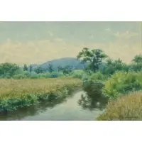 Armin Buchterkirch, Landscape with River, Watercolor on paper