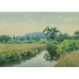 Armin Buchterkirch, Landscape with River, Watercolor on paper