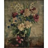 Anne Cochran, Flowers in a Vase, Oil on canvas