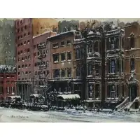 Alex von Daehn, Gramercy Park South, NYC, Watercolor and Gouache on paper