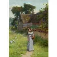William Affleck, Going to Market, Watercolor on paper