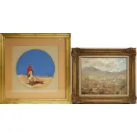 Jas. Greis, An Arab Sentinel, Two Orientalist Works: (i) 'An Arab Sentinel' Gouache and watercolor on paper