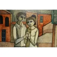 Lucio Ranucci, Couple Holding Hands, Oil on canvas