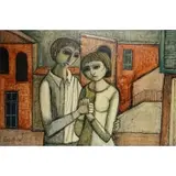 Lucio Ranucci, Couple Holding Hands, Oil on canvas