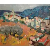 Pierre Bordenave, Village de Haute, Provence, Oil on canvas