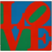 Love by Robert Indiana, Colored silkscreen on gatefold card with brown envelope, sold Jun 2024