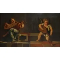 A. Bedini, An Angel Playing a Lute and Cupid with a Mandolin, Oil on canvas
