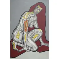 Bere, Kneeling, Oil on board