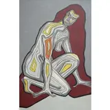 Bere, Kneeling, Oil on board