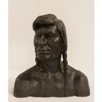 Olympio Brindesi, Untitled, Bronze bust of a Native American, Indian Brave