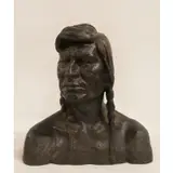 Olympio Brindesi, Untitled, Bronze bust of a Native American, Indian Brave