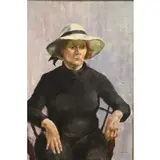 Hiroko Mori, Lady in a bonnet, Oil on canvas, signed lower right