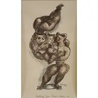 Chaim Gross, Untitled, Watercolor, dedicated, signed and dated 63
