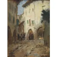 Lewis Cohen, Italian scene – Asola in Lombardy, Italy, Oil on board