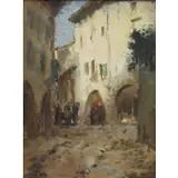 Lewis Cohen, Italian scene – Asola in Lombardy, Italy, Oil on board