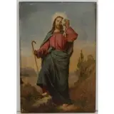 Karl Gottlob Schönherr, The Good Shepherd, Unframed oil on wood panel
