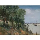 M. L. Poum Malakoul, Thai river scene, Oil on canvas