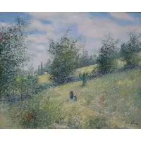 George Shawe, Path To Pontoise, Oil on canvas landscape painting by George Shawe