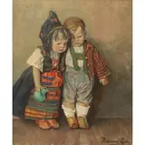 Ritta Boemm, Two children, Oil on canvas, signed lr rt