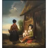 R.A William Collins, Three Children, Oil on board