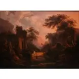 Achille Etna Michallon, Sunset, Oil on canvas laid on aluminum