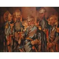 Charles Bragg, Gathering of Officers, Oil on canvas