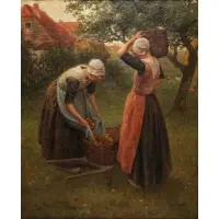 Hendrik Heyligers, The Apple Pickers, Oil on canvas