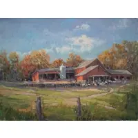 Robert Waltsak, NY Country Farm, Oil on canvas