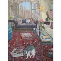 Diana K. Lesser, April Morning in NYC with George, Oil on canvas