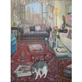 Diana K. Lesser, April Morning in NYC with George, Oil on canvas