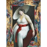 Leandro Velasco, Rachel or The Big White Hat, (#323), Oil on canvas