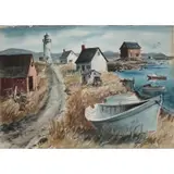 Ray George Ellis, Untitled, , 1954, Road Leading to Lighthouse, Watercolor on paper