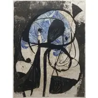 Joan Miró, La Commedia Dell'Arte. Plate VIII, Etching in color