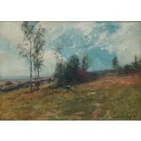 Hillside Landscape by Edward Gay, Oil on board, sold May 2024
