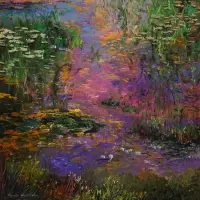 Thomas de Decker, Pond Reflections, Oil on panel