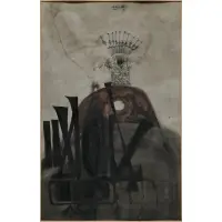 Ahmed Shibrain, Message 6, Ink and watercolor on paper